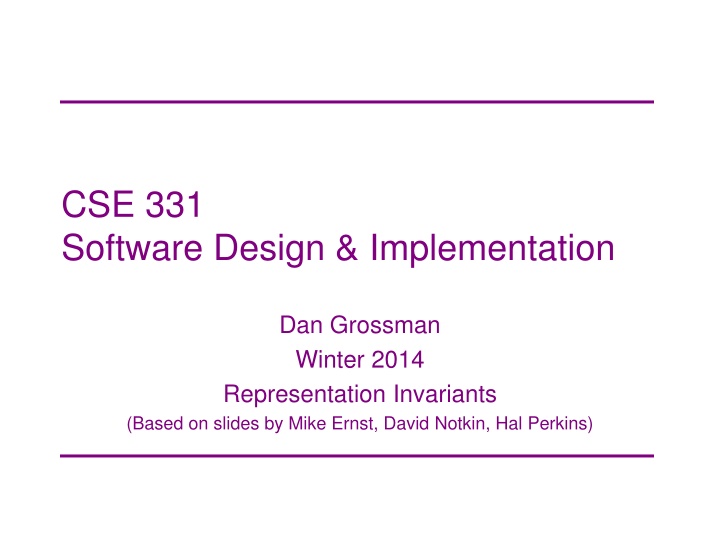cse 331 software design implementation n.w
