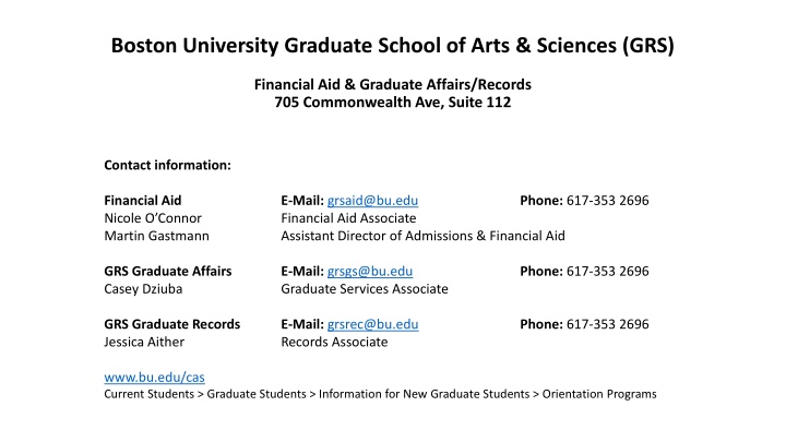boston university graduate school of arts n.w