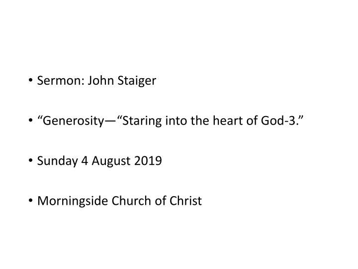 sermon john staiger n.w