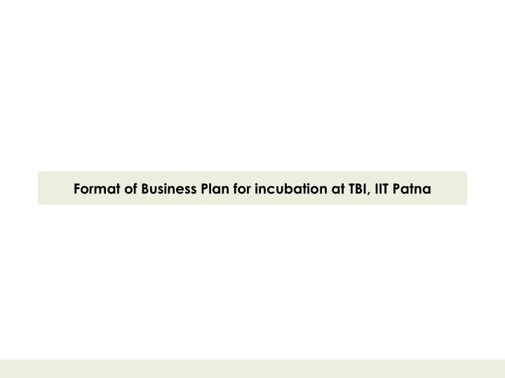 format of business plan for incubation n.w