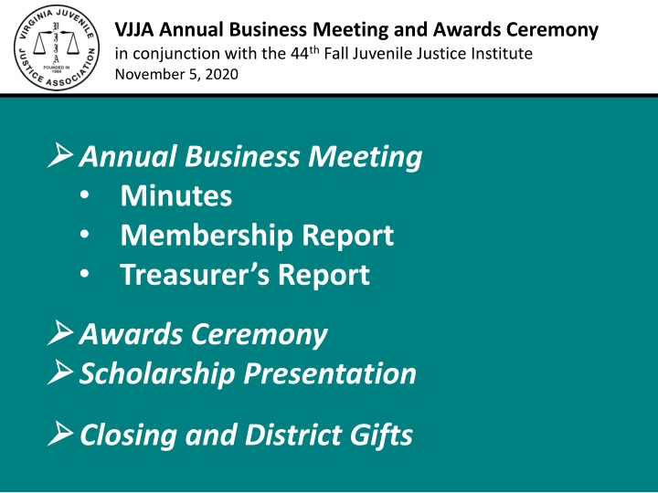 vjja annual business meeting and awards ceremony n.w