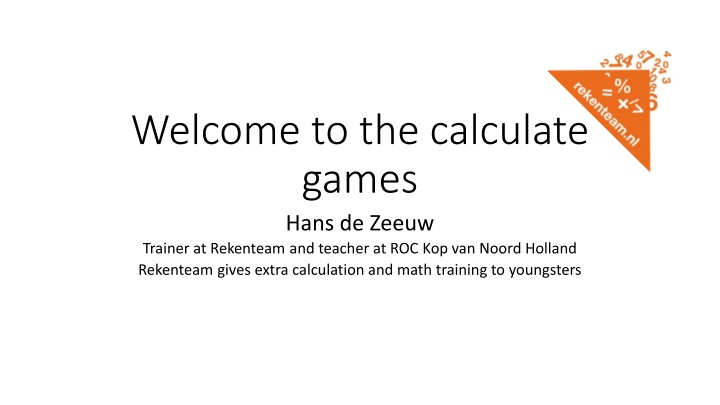 welcome to the calculate games hans de zeeuw n.w