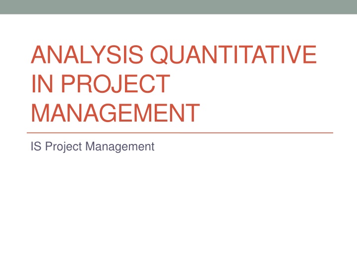 analysis quantitative in project management n.w
