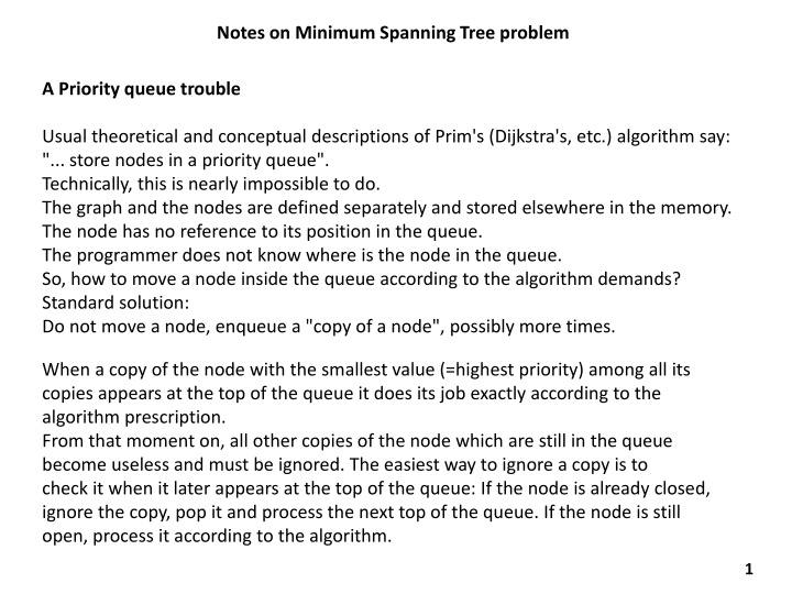 notes on minimum spanning tree problem n.w