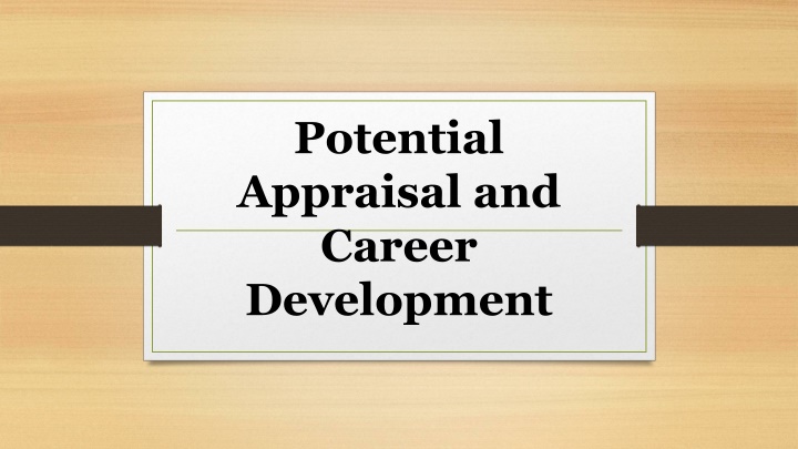 potential appraisal and career development n.w