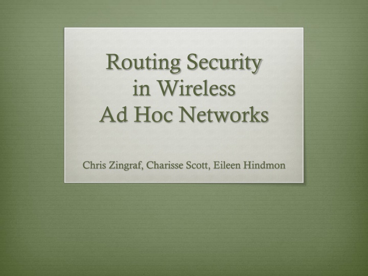 routing security in wireless ad hoc networks n.w