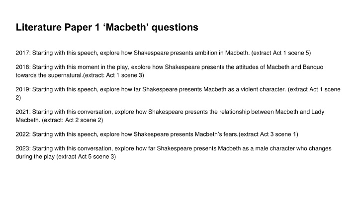 literature paper 1 macbeth questions n.w
