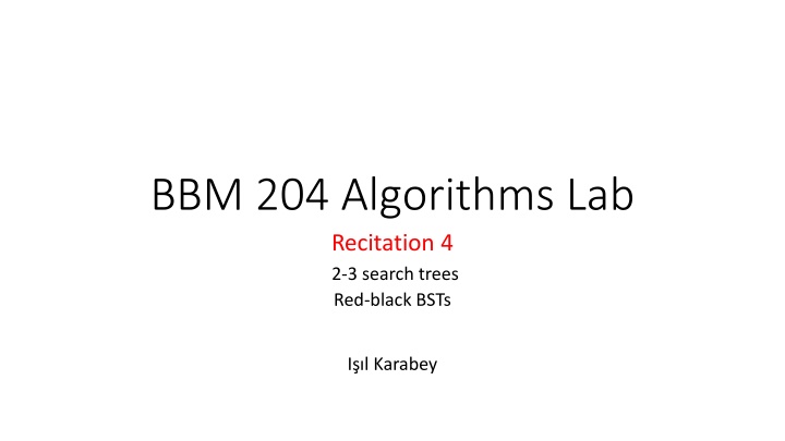 bbm 204 algorithms lab recitation 4 2 3 search n.w