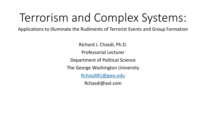terrorism and complex systems applications n.w