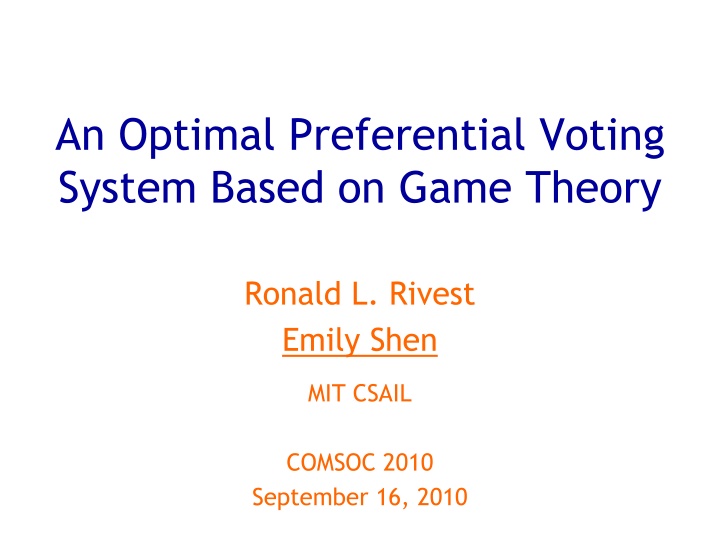 an optimal preferential voting system based n.w