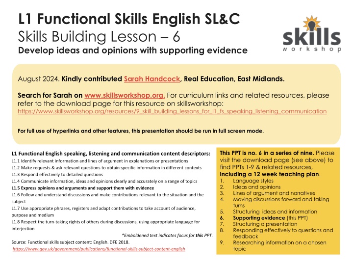 l1 functional skills english sl c skills building n.w