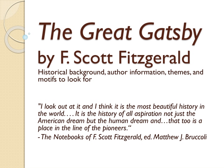 the great gatsby by f scott fitzgerald historical n.w