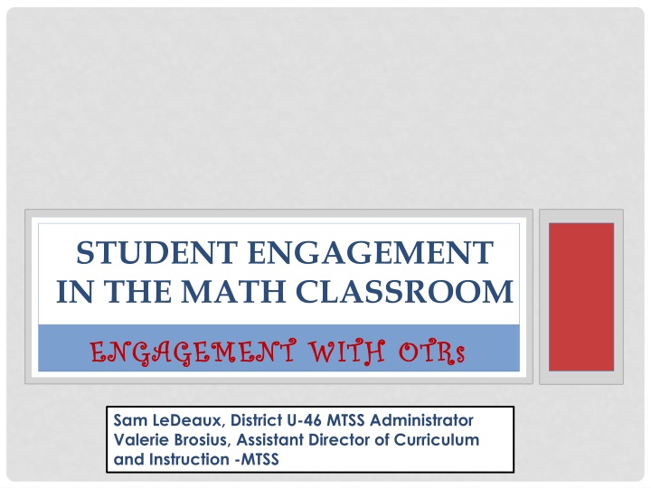 student engagement in the math classroom n.w