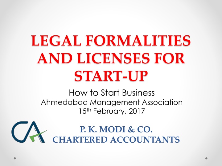 legal formalities and licenses for start n.w