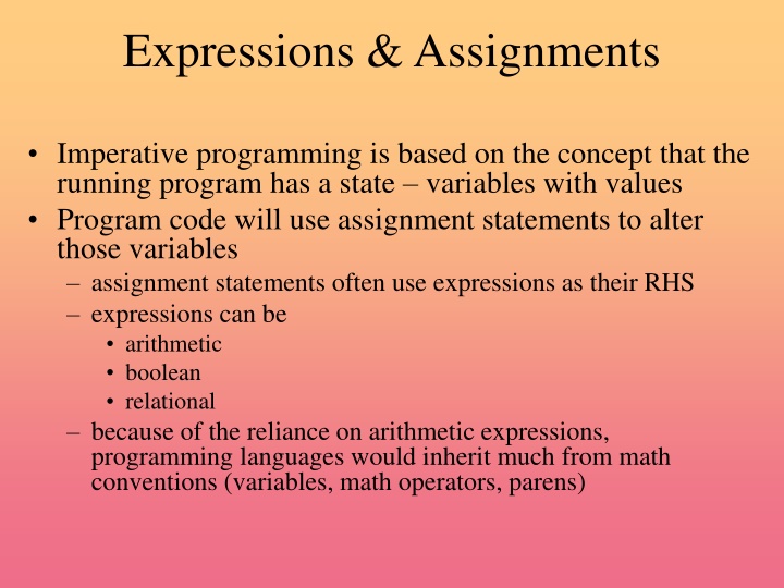 expressions assignments n.w