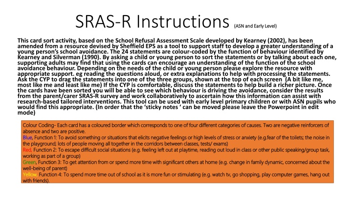 sras r instructions asn and early level n.w