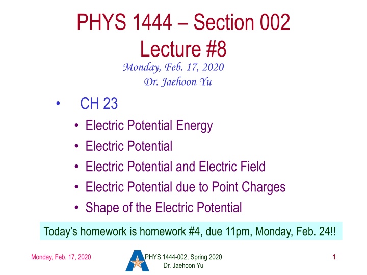 phys 1444 section 002 lecture 8 monday n.w