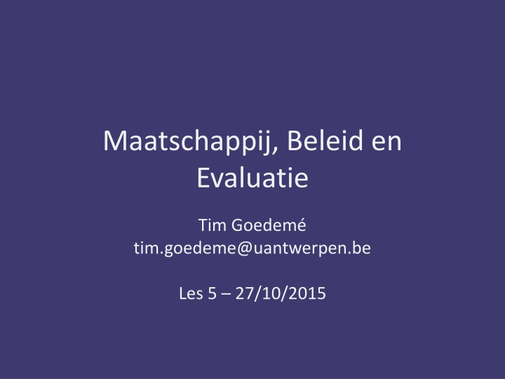 maatschappij beleid en evaluatie n.w
