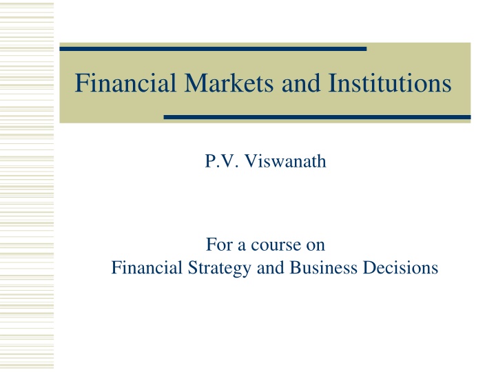 financial markets and institutions n.w