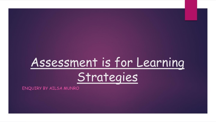 assessment is for learning strategies enquiry n.w