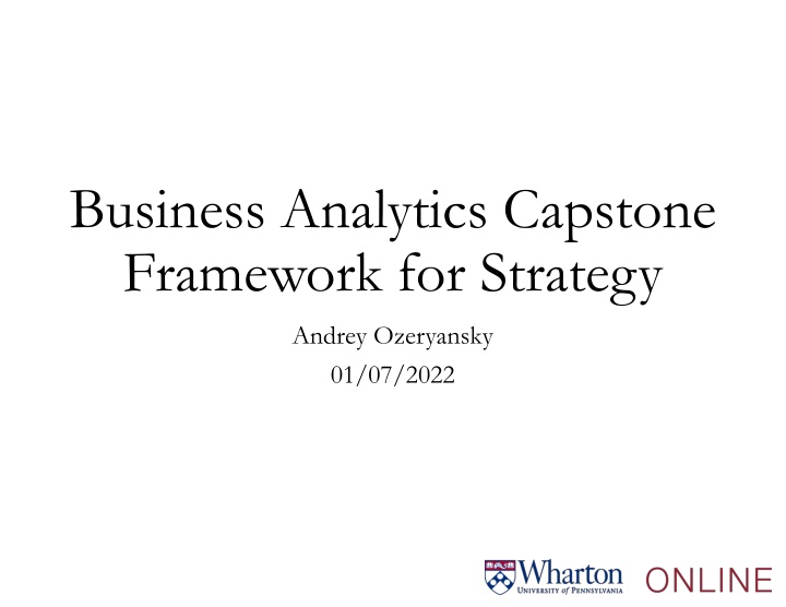 business analytics capstone framework for strategy n.w
