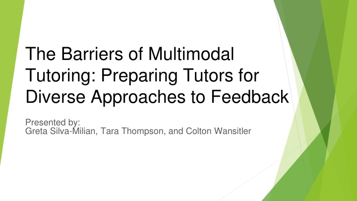 the barriers of multimodal tutoring preparing n.w
