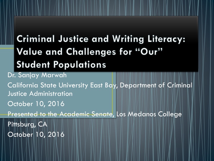 criminal justice and writing literacy value n.w