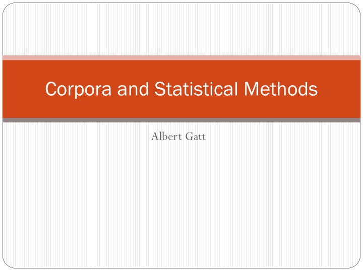 corpora and statistical methods n.w