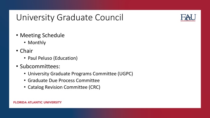 University Graduate Council Meeting Schedule