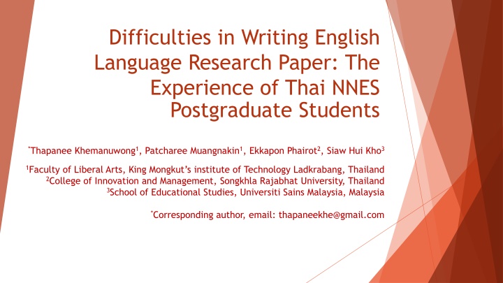 difficulties in writing english language research n.w