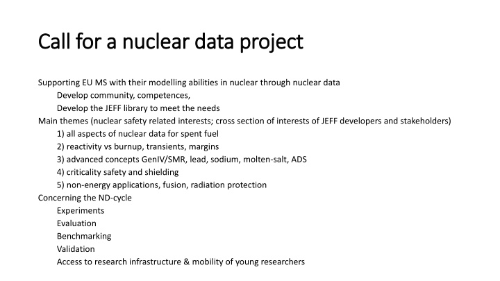 call for a nuclear data project call n.w