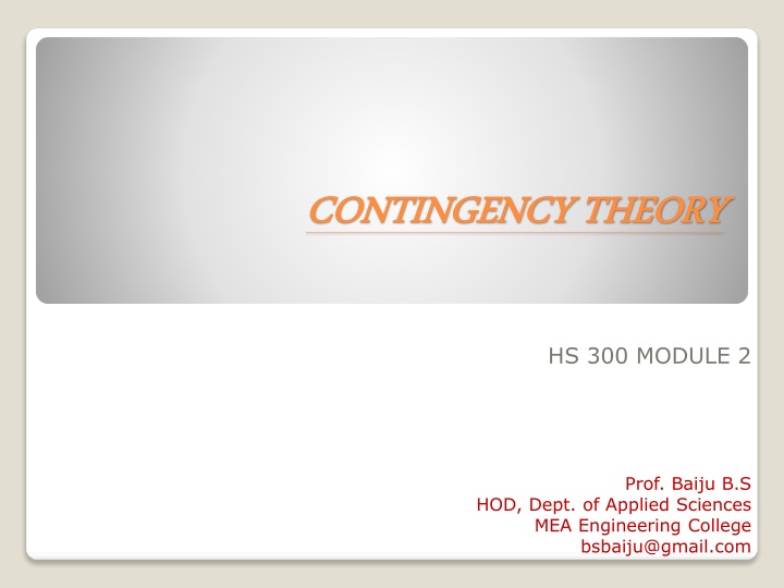 contingency theory contingency theory n.w