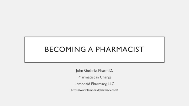 becoming a pharmacist n.w