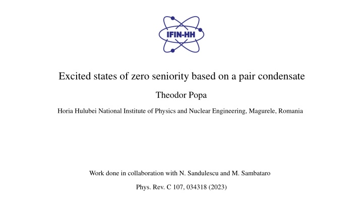 excited states of zero seniority based on a pair n.w