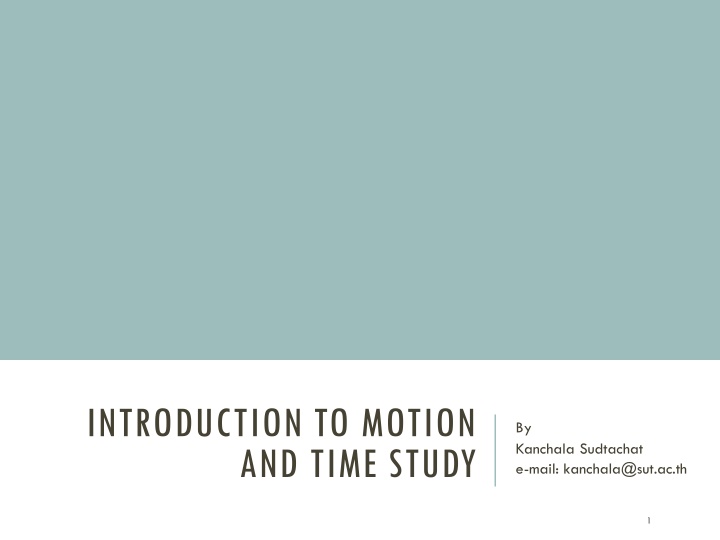 introduction to motion and time study n.w