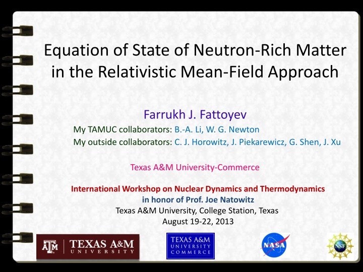 equation of state of neutron rich matter n.w