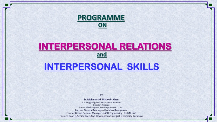 programme on n.w