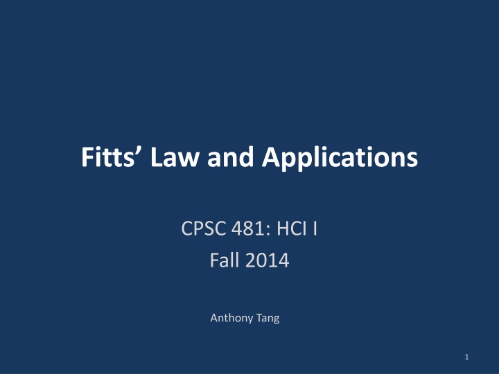 fitts law and applications n.w