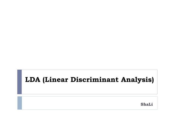 lda linear discriminant analysis n.w