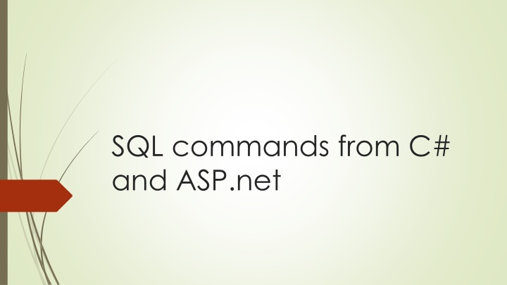 sql commands from c and asp net n.w
