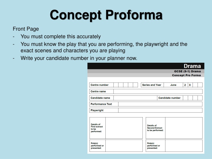 concept proforma n.w