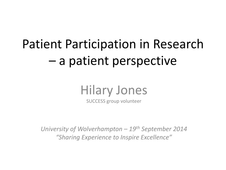 patient participation in research a patient n.w