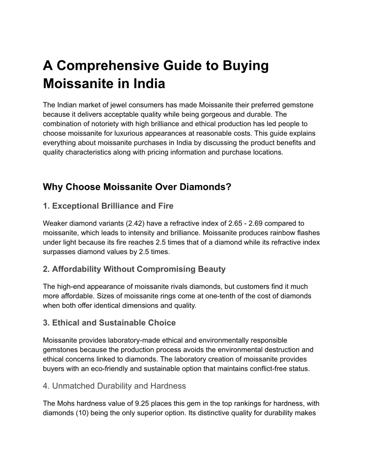 a comprehensive guide to buying moissanite n.w