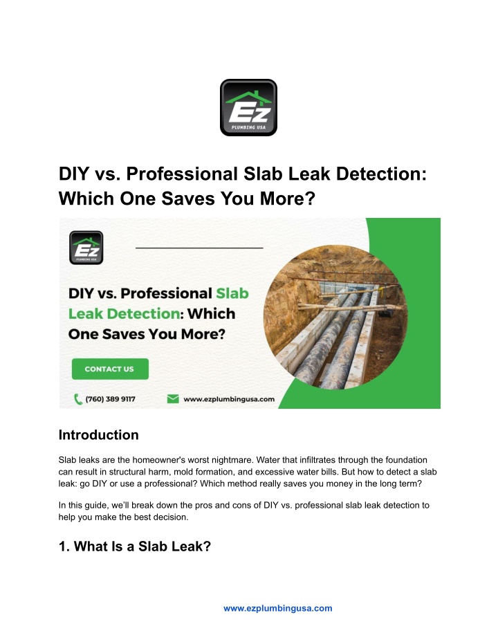 diy vs professional slab leak detection which n.w