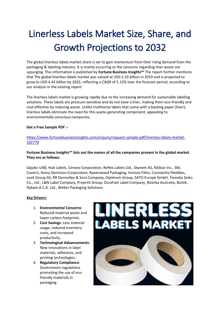 linerless labels market size share and linerless n.w