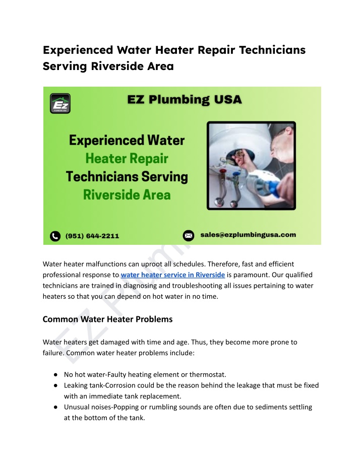 experienced water heater repair technicians n.w