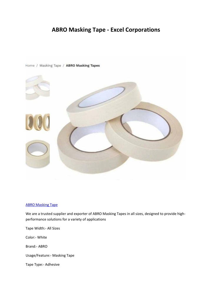 abro masking tape excel corporations n.w