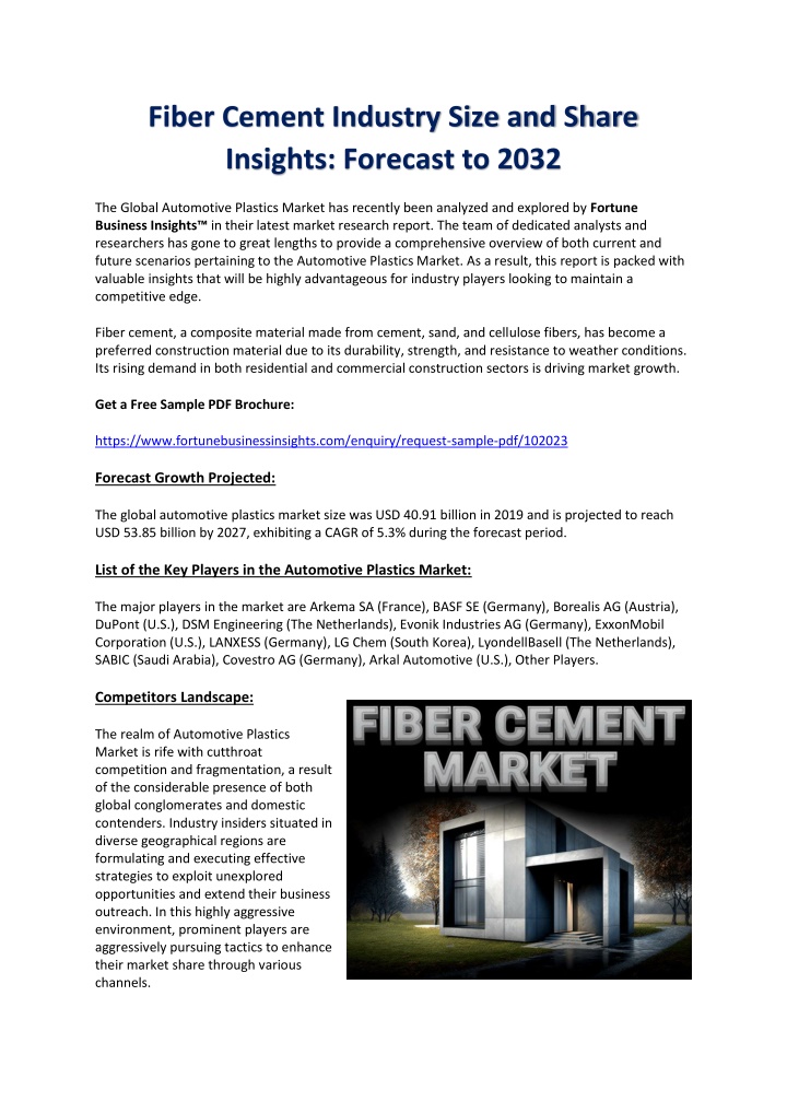 fiber cement industry size and share insights n.w