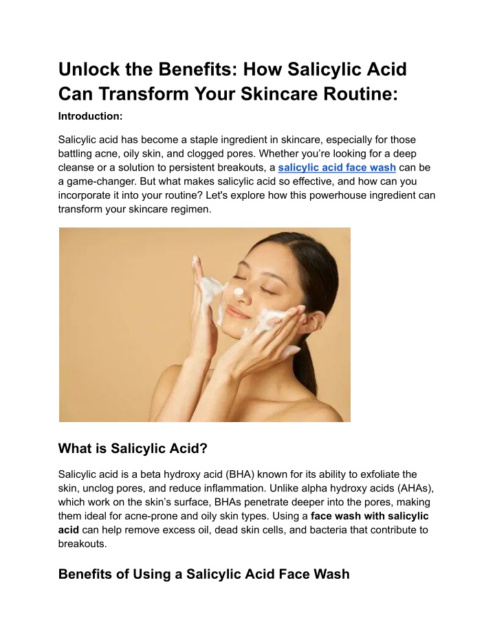 unlock the benefits how salicylic acid n.w