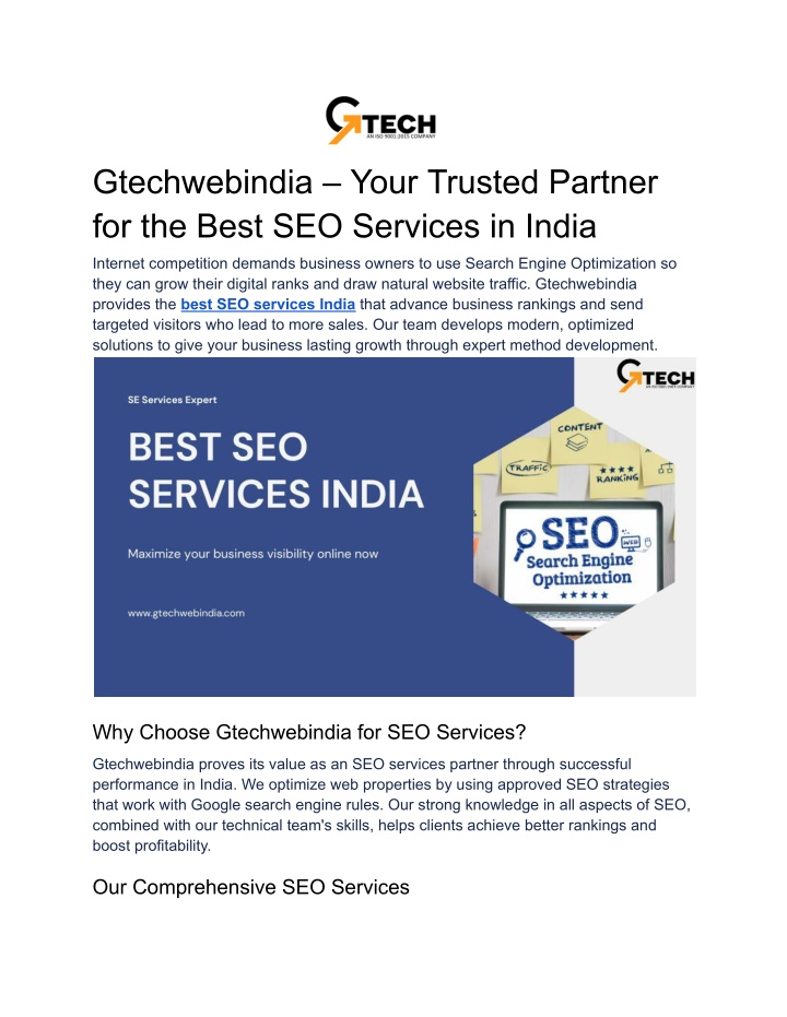 gtechwebindia your trusted partner for the best n.w